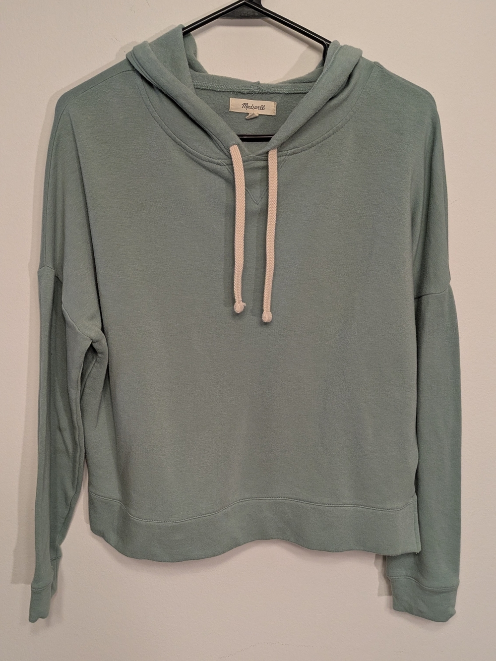 Madewell Sage Green Hoodie with Cream Drawstrings